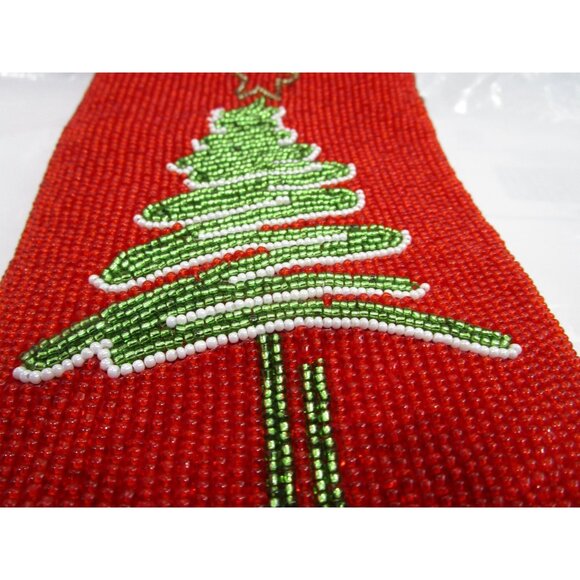 Beaded Christmas Tree Club Bag Two Pocket Crossbody Bamboo Trading Company GUC - Picture 6 of 10
